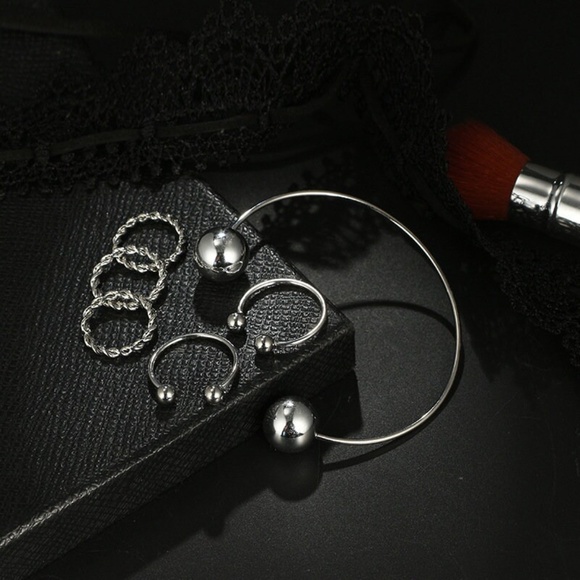 Beautiful Silver 6 Piece Mid Finger Bangle Set - Picture 4 of 5